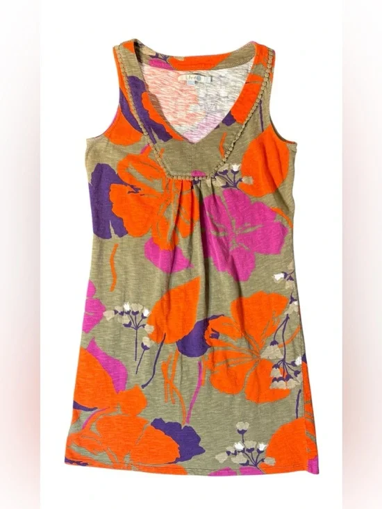 Boden Sleeveless Floral Tunic Top Women’s US 4 UK 8 Orange Purple V Neck - Picture 2 of 7